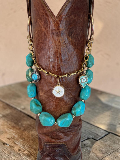 Turquoise Boot Chain | Western Boot Charm | Coastal Cowgirl Jewelry | Cowgirl Gift for Her | Boot Accessory