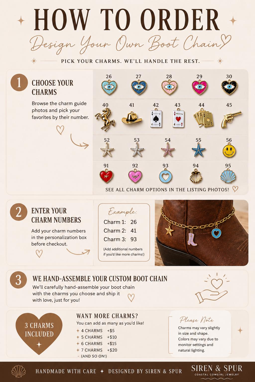 Custom Boot Chain | Build Your Own Western Boot Charm | Coastal Cowgirl Jewelry | Personalized Gift for Her