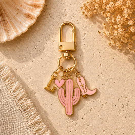 Personalized Gold Charm Keychain: Custom Bag or Purse Charm, Gift Idea, Bridesmaid & Birthday Gift, Make your own Keychain