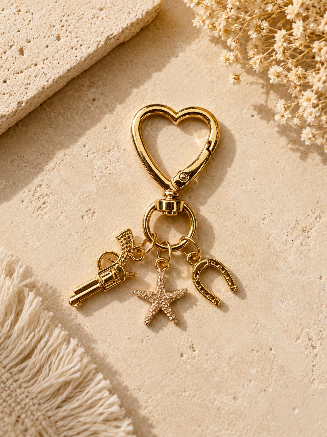 Personalized Gold Charm Keychain Custom Monogram Purse Accessory Engraved Name Bag Tag Bridesmaid Proposal Gift for Her