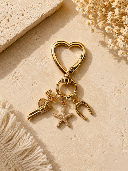 Personalized Gold Charm Keychain Custom Monogram Purse Accessory Engraved Name Bag Tag Bridesmaid Proposal Gift for Her