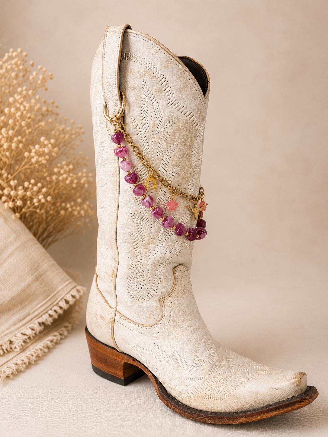 Cowboy Boot Chain Pink Charms Western Bling Rodeo Festival Accessory Country Concert Cowgirl Jewelry Boot Bling