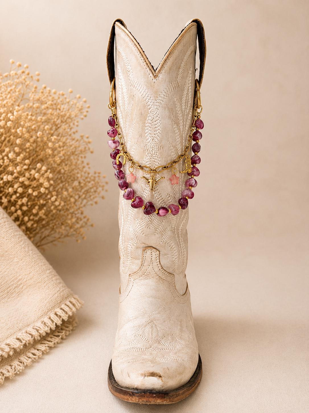 Cowboy Boot Chain Pink Charms Western Bling Rodeo Festival Accessory Country Concert Cowgirl Jewelry Boot Bling