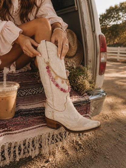 Cowboy Boot Chain Pink Charms Western Bling Rodeo Festival Accessory Country Concert Cowgirl Jewelry Boot Bling