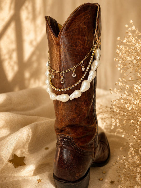Personalized Bridal Boot Chain | Pearl Cowboy Boot Jewelry | Wedding Boot Charm | Western Bride Gift | Nashville Bachelorette