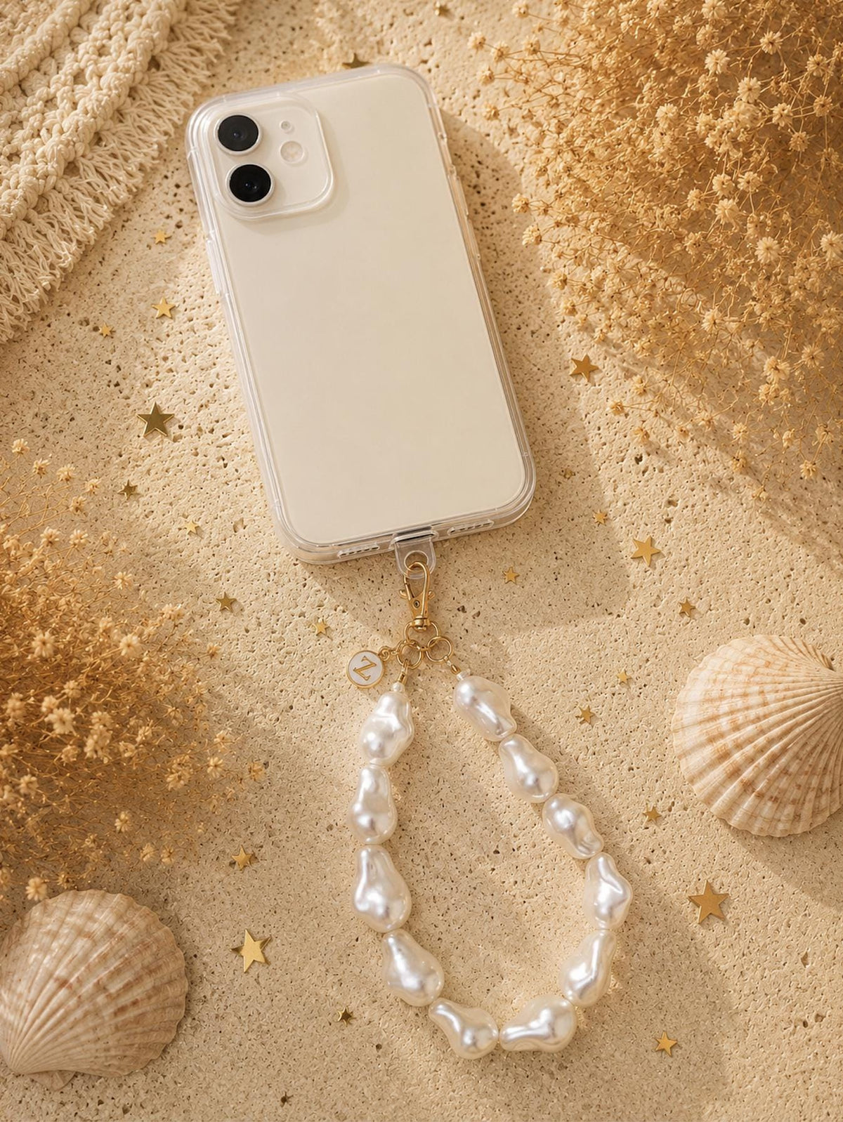 Pearl Phone Wristlet | Personalized Initial Charm | Bride Gift | Wedding Accessory | Bridesmaid Present