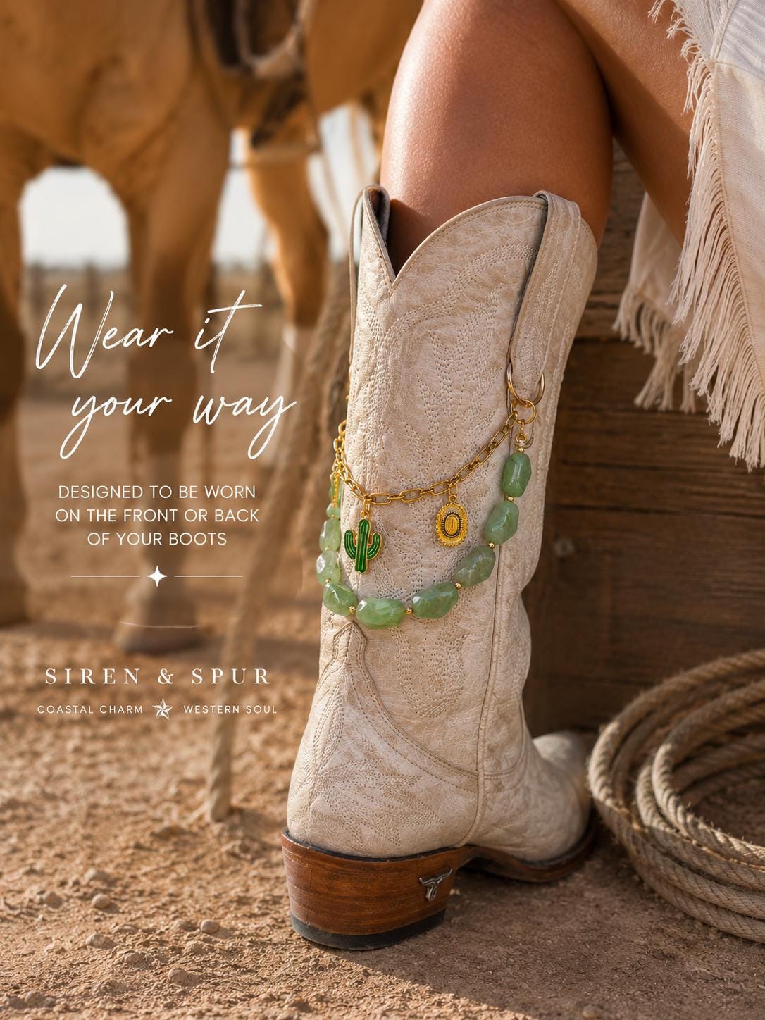 Western Boot Chains - Turquoise Country Charms | Cowgirl Boot Bling Jewelry, Country Concert Accessory, Unique Rodeo Gift for
