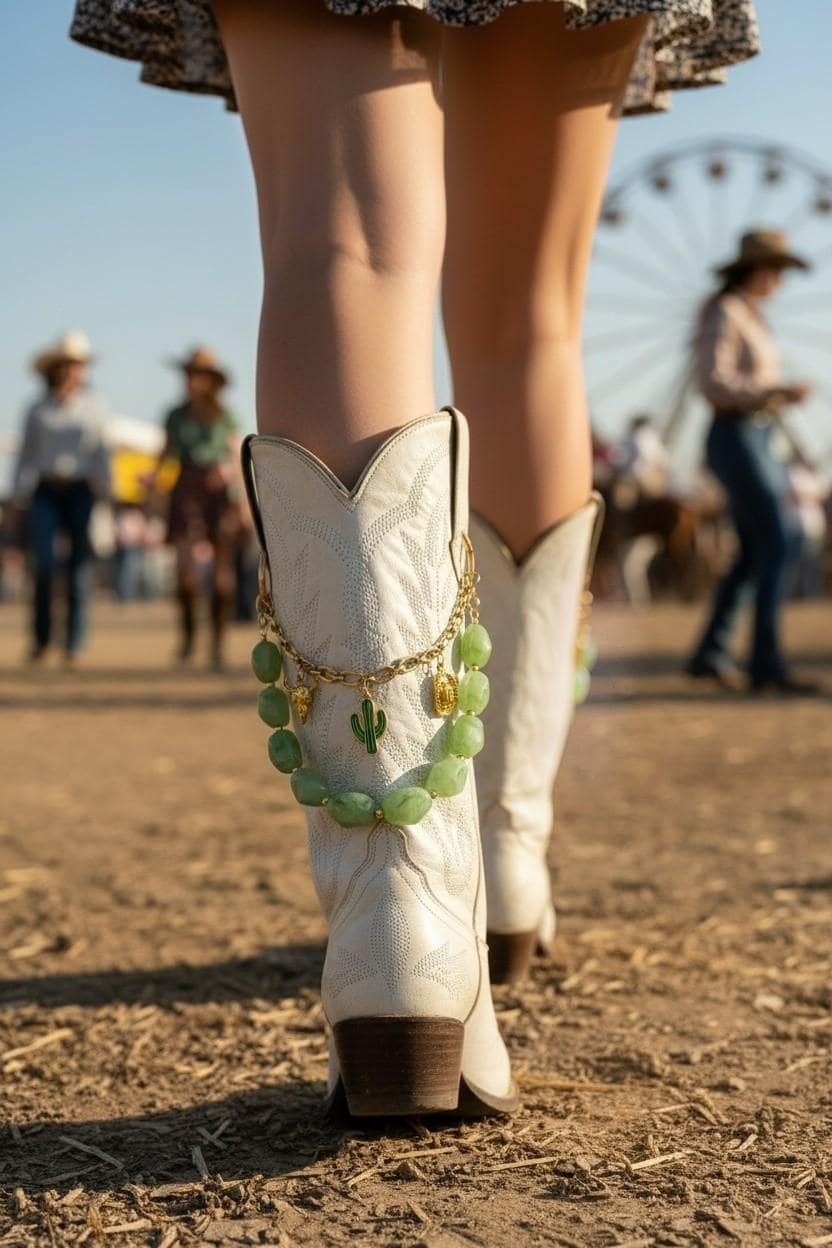 Western Boot Chains - Turquoise Country Charms | Cowgirl Boot Bling Jewelry, Country Concert Accessory, Unique Rodeo Gift for