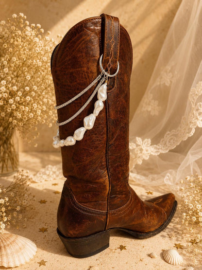 Pearl Bridal Boot Chain | Western Wedding Boot Jewelry | Handmade Bride Accessory