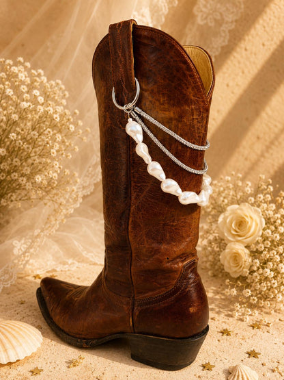 Pearl Bridal Boot Chain | Western Wedding Boot Jewelry | Handmade Bride Accessory