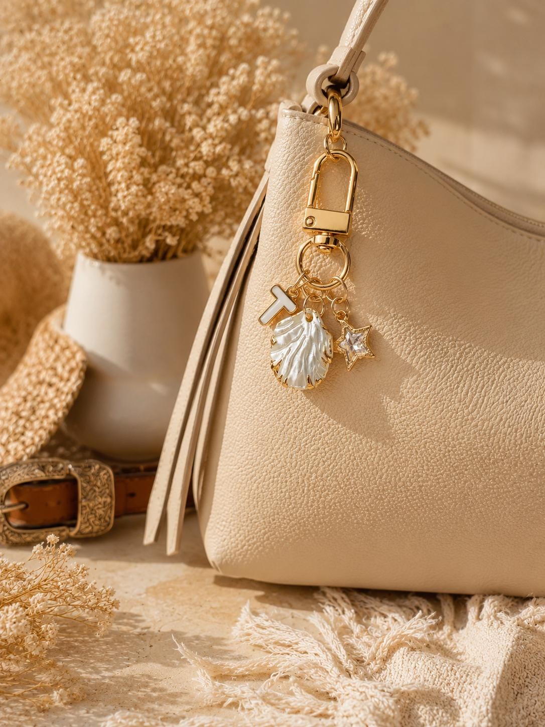 Personalized Gold Charm Keychain: Custom Bag or Purse Charm, Gift Idea, Bridesmaid & Birthday Gift, Make your own Keychain