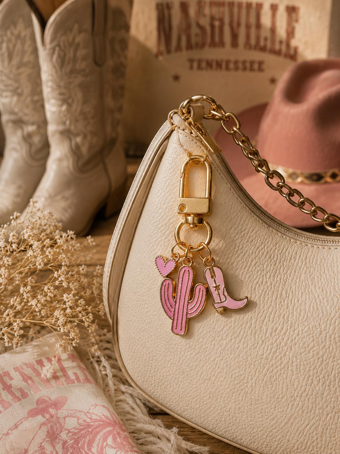 Personalized Gold Charm Keychain: Custom Bag or Purse Charm, Gift Idea, Bridesmaid & Birthday Gift, Make your own Keychain
