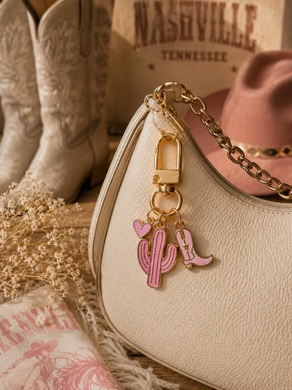 Personalized Gold Charm Keychain: Custom Bag or Purse Charm, Gift Idea, Bridesmaid & Birthday Gift, Make your own Keychain