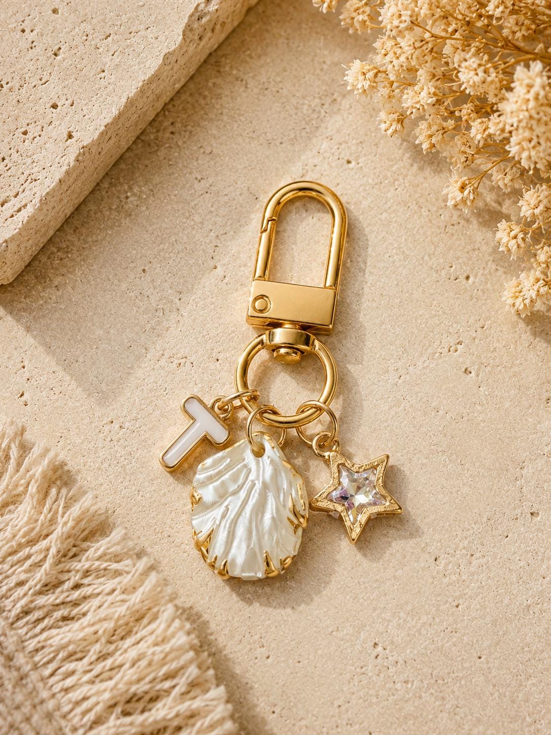 Personalized Gold Charm Keychain: Custom Bag or Purse Charm, Gift Idea, Bridesmaid & Birthday Gift, Make your own Keychain