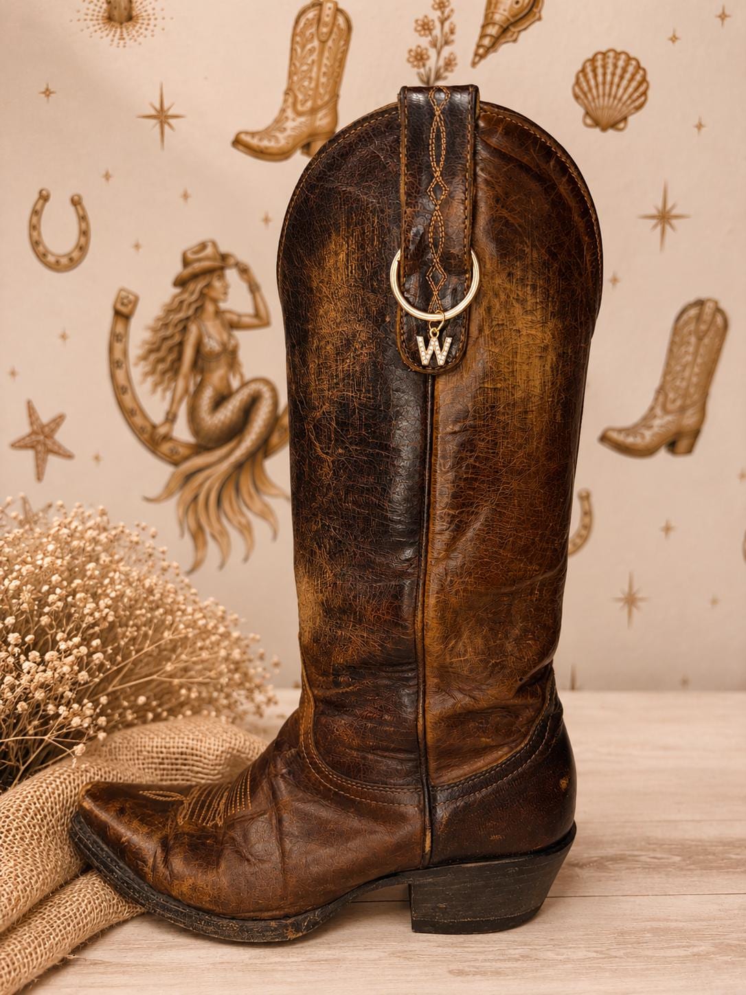 Personalized Cowboy Boot Bling Jewelry, Custom Monogram Country Charms, Western Initial Accessory, Concert Cowgirl Gift for H
