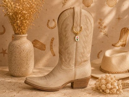 Cowboy Boot Charm | Cowboy Boot Bling Jewelry | Pink Tulip Country Charm | Country Concert Cowgirl Gift for Her