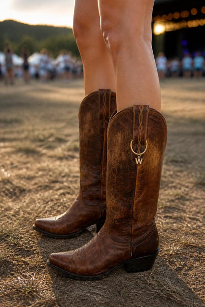 Personalized Cowboy Boot Bling Jewelry, Custom Monogram Country Charms, Western Initial Accessory, Concert Cowgirl Gift for H