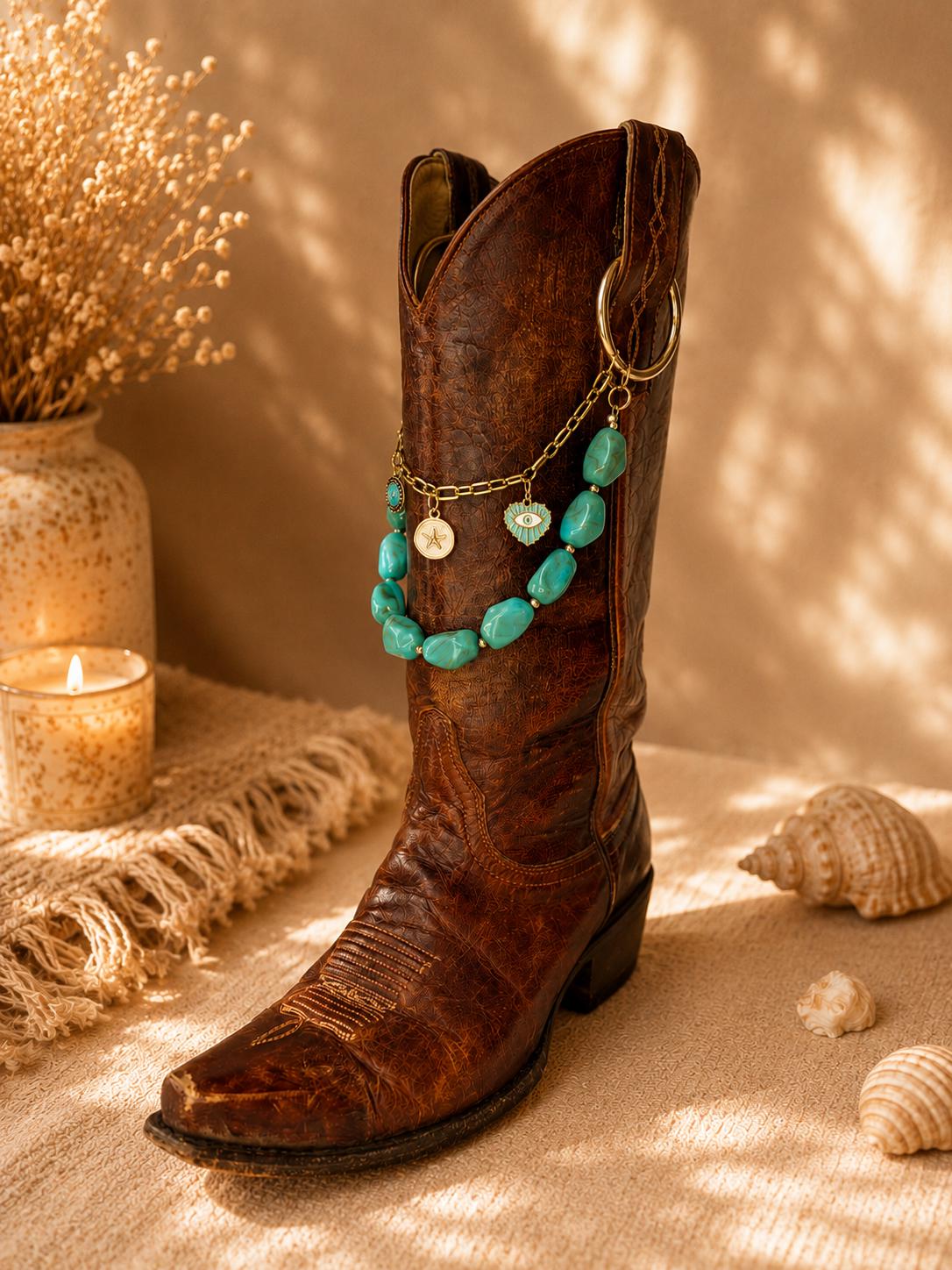 Turquoise Boot Chain | Western Boot Charm | Coastal Cowgirl Jewelry | Cowgirl Gift for Her | Boot Accessory