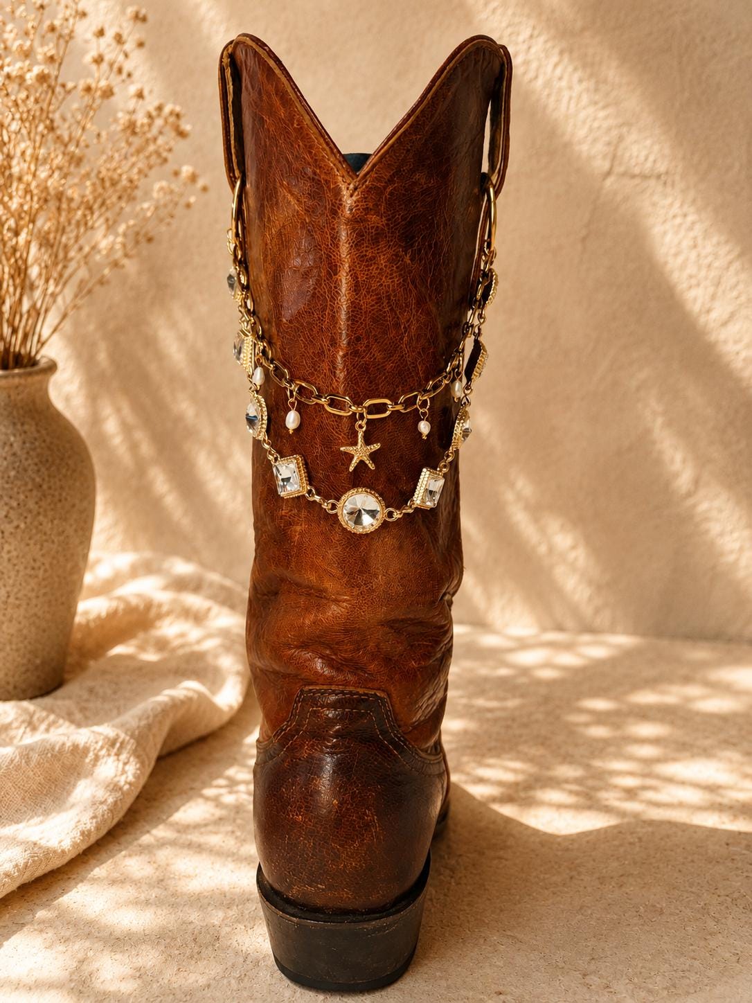 Western Boot Chain | Crystal Cowboy Boot Jewelry | Coastal Cowgirl Boot Charm | Country Concert Accessory | Bridal Cowgirl Gi