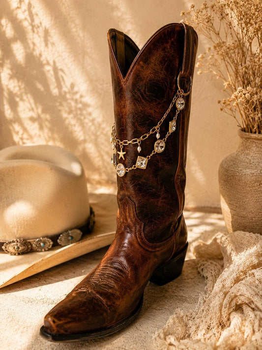 Western Boot Chain | Crystal Cowboy Boot Jewelry | Coastal Cowgirl Boot Charm | Country Concert Accessory | Bridal Cowgirl Gi