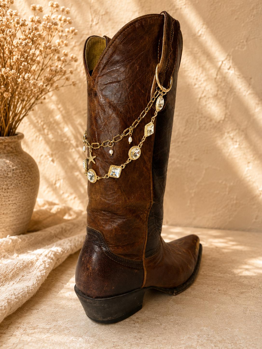 Western Boot Chain | Crystal Cowboy Boot Jewelry | Coastal Cowgirl Boot Charm | Country Concert Accessory | Bridal Cowgirl Gi