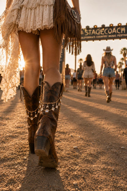 Western Boot Chain | Crystal Cowboy Boot Jewelry | Coastal Cowgirl Boot Charm | Country Concert Accessory | Bridal Cowgirl Gi