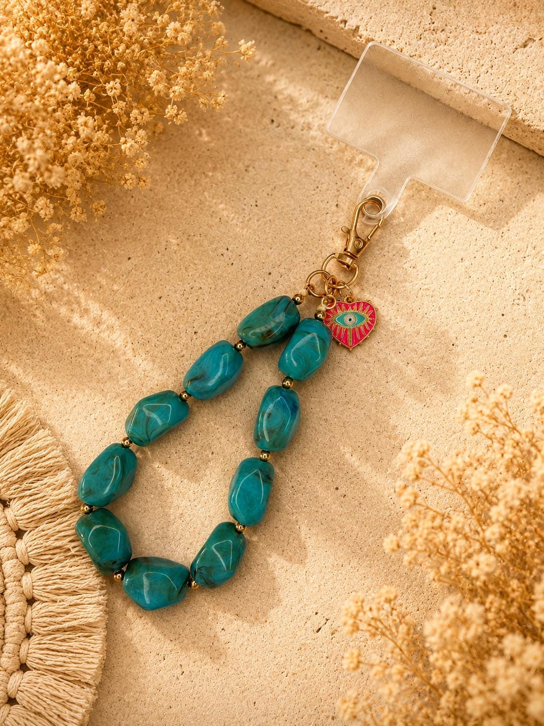Turquoise Phone Strap with Custom Charm - Personalized Country Concert Accessory, Rodeo Phone Charm, Boho Boot Bling, Bride G