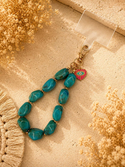 Turquoise Phone Strap with Custom Charm - Personalized Country Concert Accessory, Rodeo Phone Charm, Boho Boot Bling, Bride G
