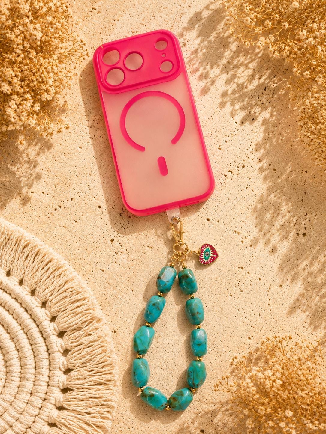 Turquoise Phone Strap with Custom Charm - Personalized Country Concert Accessory, Rodeo Phone Charm, Boho Boot Bling, Bride G