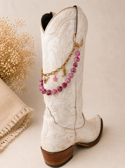 Cowboy Boot Chain Pink Charms Western Bling Rodeo Festival Accessory Country Concert Cowgirl Jewelry Boot Bling