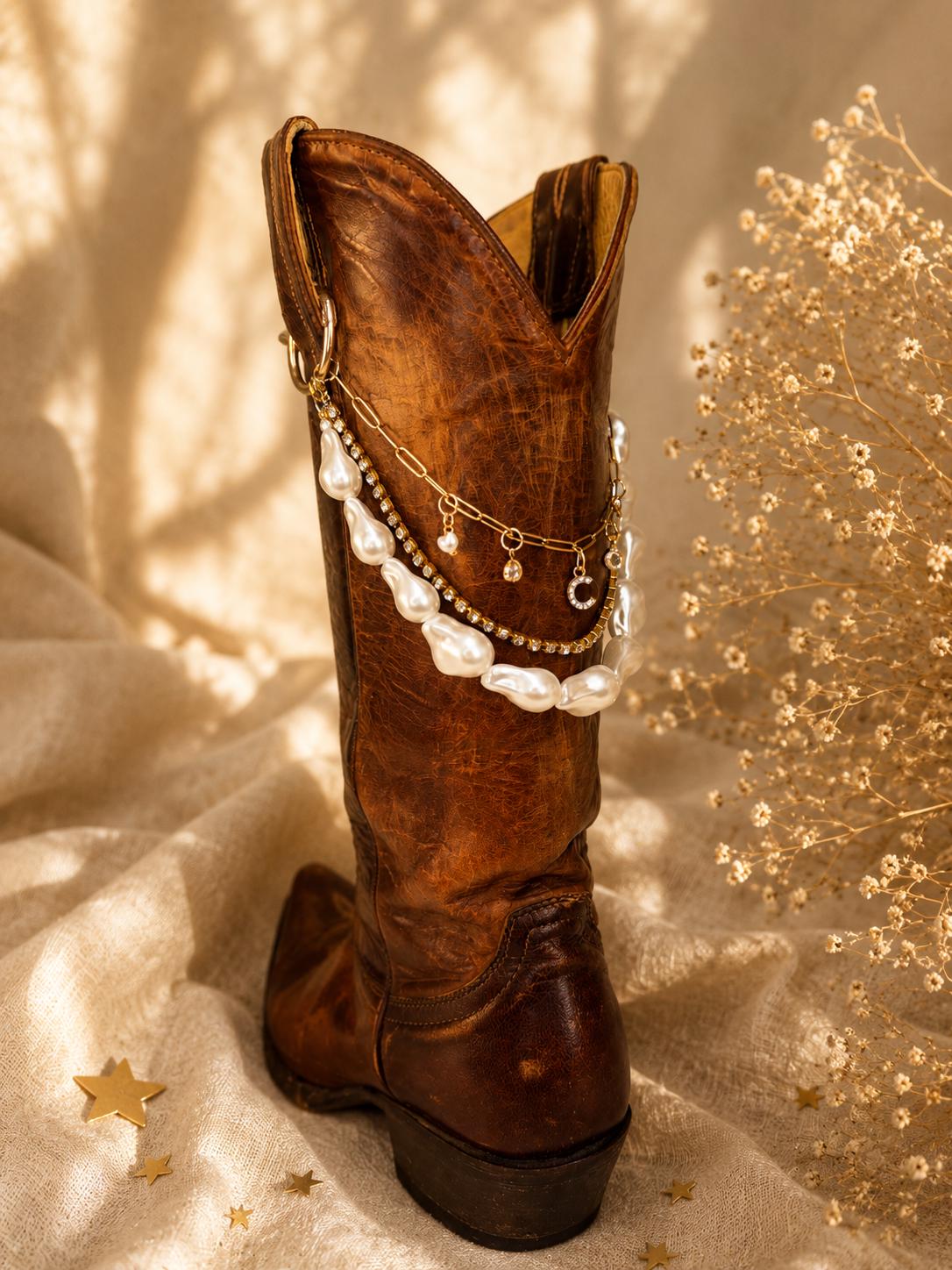 Personalized Bridal Boot Chain | Pearl Cowboy Boot Jewelry | Wedding Boot Charm | Western Bride Gift | Nashville Bachelorette