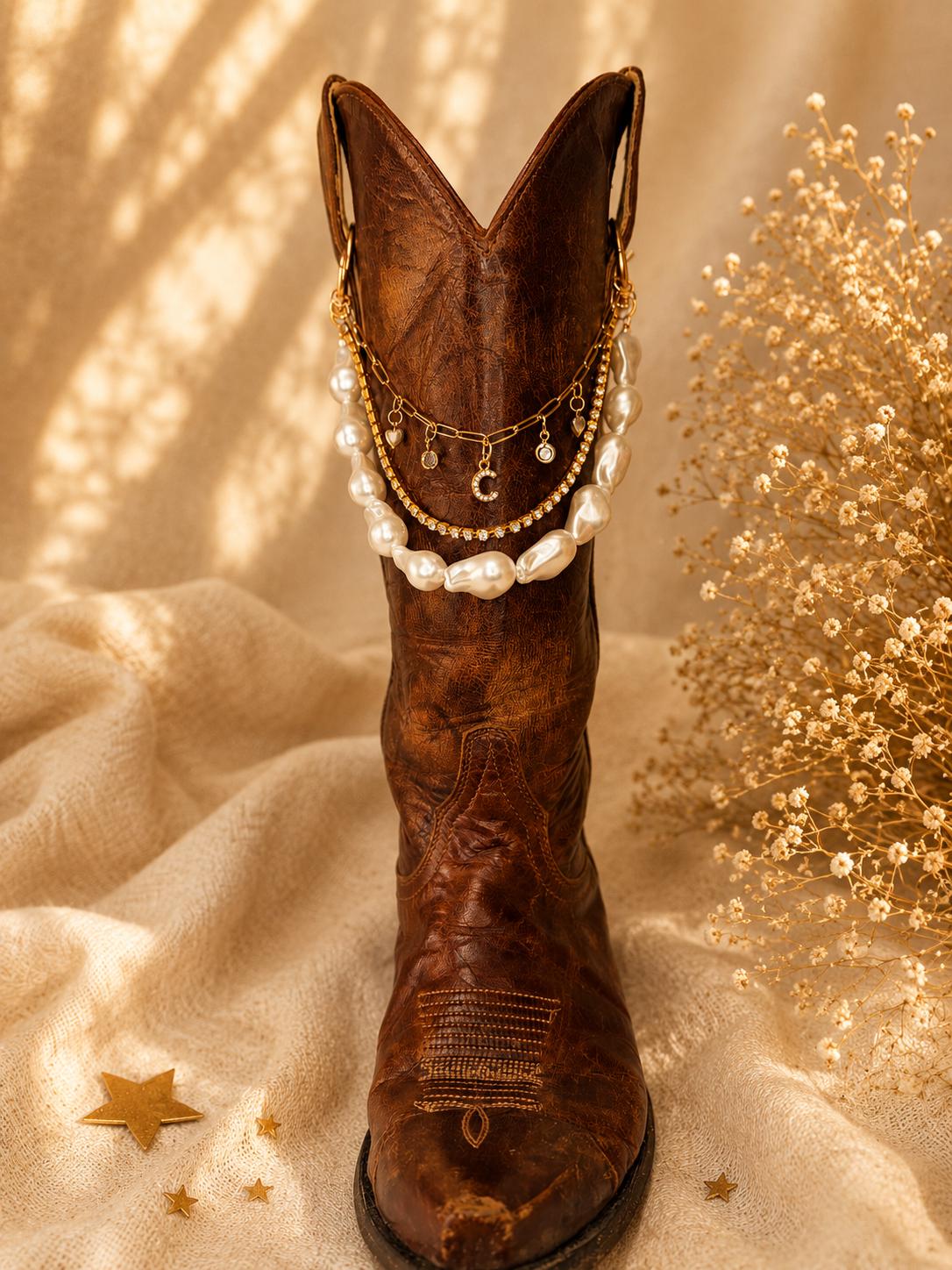 Personalized Bridal Boot Chain | Pearl Cowboy Boot Jewelry | Wedding Boot Charm | Western Bride Gift | Nashville Bachelorette