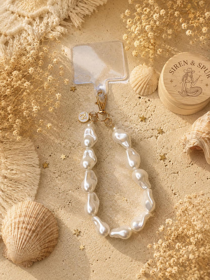 Pearl Phone Wristlet | Personalized Initial Charm | Bride Gift | Wedding Accessory | Bridesmaid Present