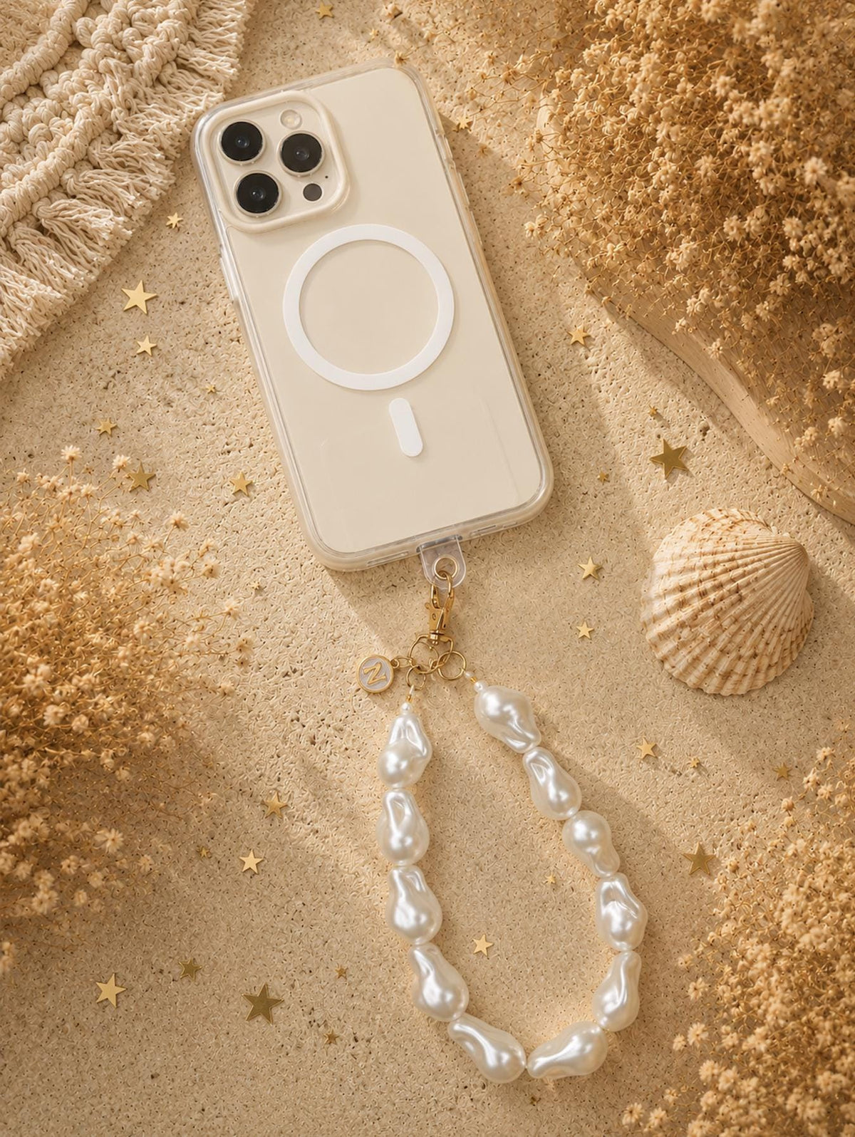 Pearl Phone Wristlet | Personalized Initial Charm | Bride Gift | Wedding Accessory | Bridesmaid Present
