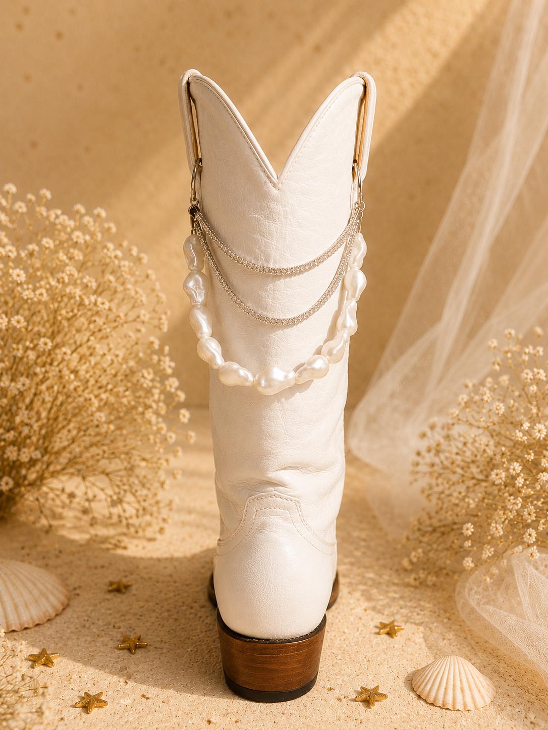 Pearl Bridal Boot Chain | Western Wedding Boot Jewelry | Handmade Bride Accessory