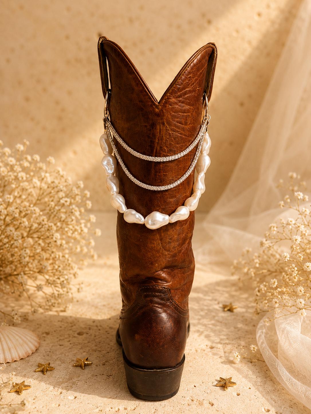 Pearl Bridal Boot Chain | Western Wedding Boot Jewelry | Handmade Bride Accessory