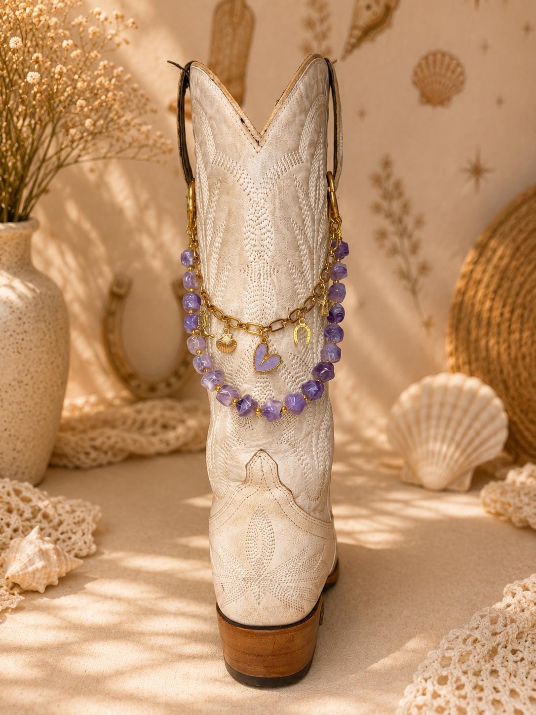 Purple Western Boot Chain | Western Boot Charm | Coastal Cowgirl Jewelry | Country Concert Accessory | Cowgirl Gift