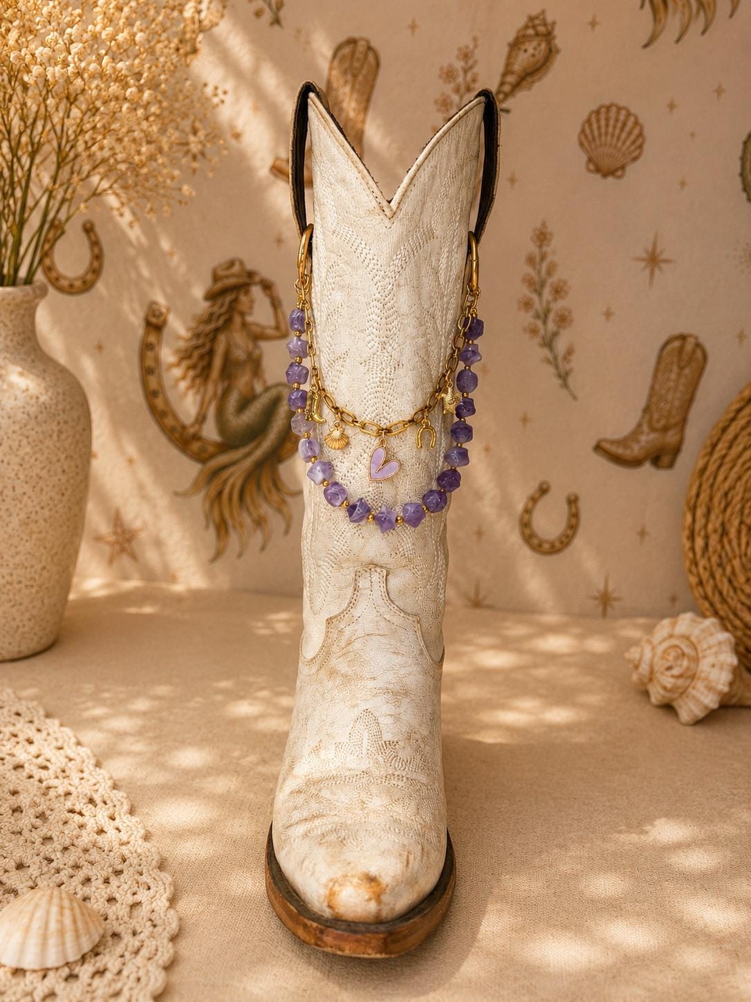 Purple Western Boot Chain | Western Boot Charm | Coastal Cowgirl Jewelry | Country Concert Accessory | Cowgirl Gift