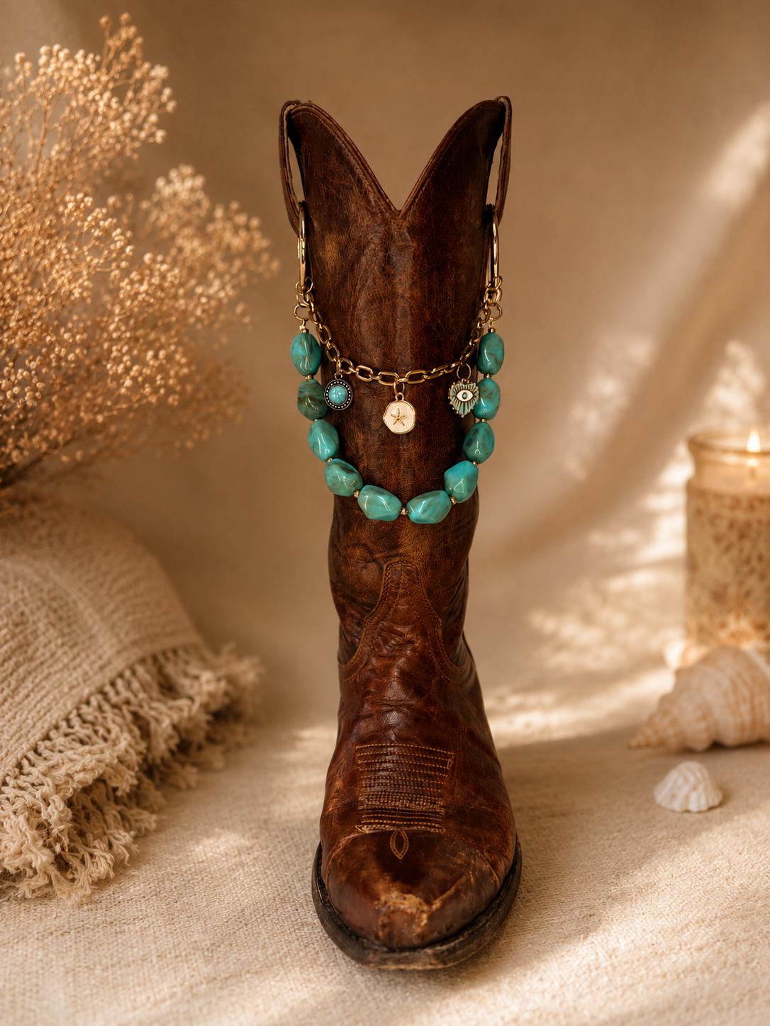 Turquoise Boot Chain | Western Boot Charm | Coastal Cowgirl Jewelry | Cowgirl Gift for Her | Boot Accessory
