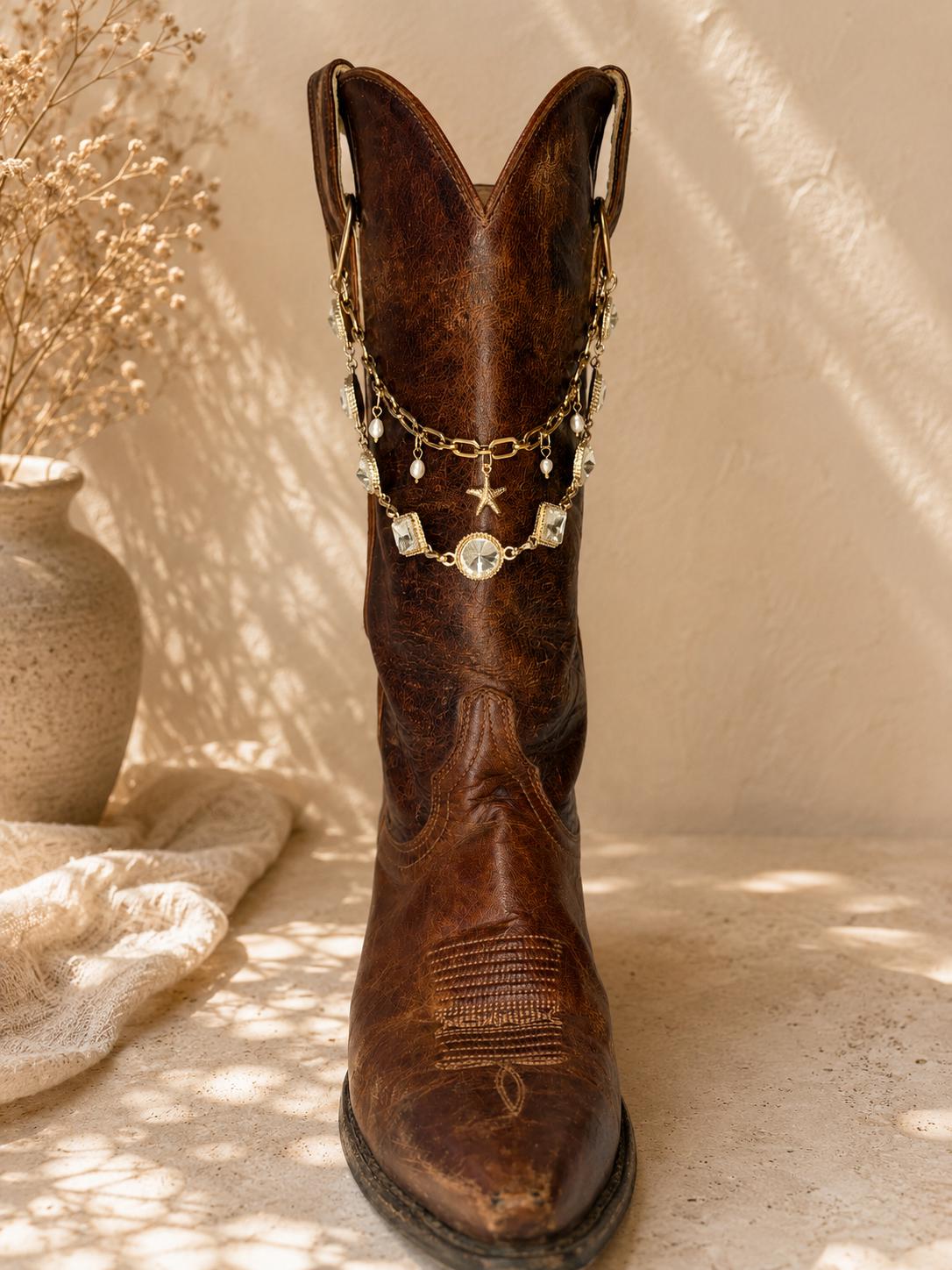 Western Boot Chain | Crystal Cowboy Boot Jewelry | Coastal Cowgirl Boot Charm | Country Concert Accessory | Bridal Cowgirl Gi