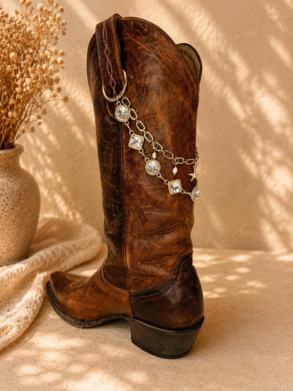 Western Boot Chain | Crystal Cowboy Boot Jewelry | Coastal Cowgirl Boot Charm | Country Concert Accessory | Bridal Cowgirl Gi