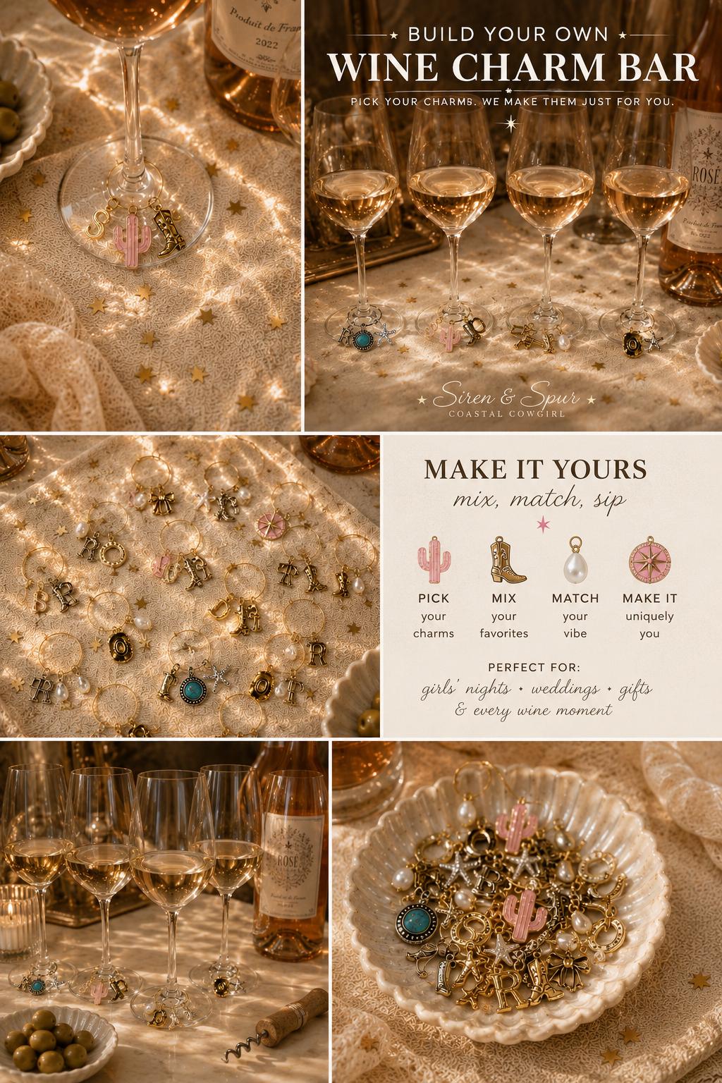 Build Your Own Wine Charms, Custom Wine Glass Charms, Personalized Drink Markers, Wine Charm Set, Girls Night Gift, Hostess Gift
