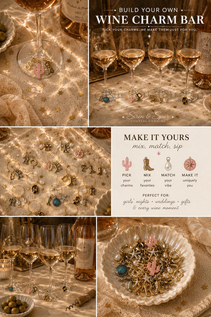 Build Your Own Wine Charms, Custom Wine Glass Charms, Personalized Drink Markers, Wine Charm Set, Girls Night Gift, Hostess Gift