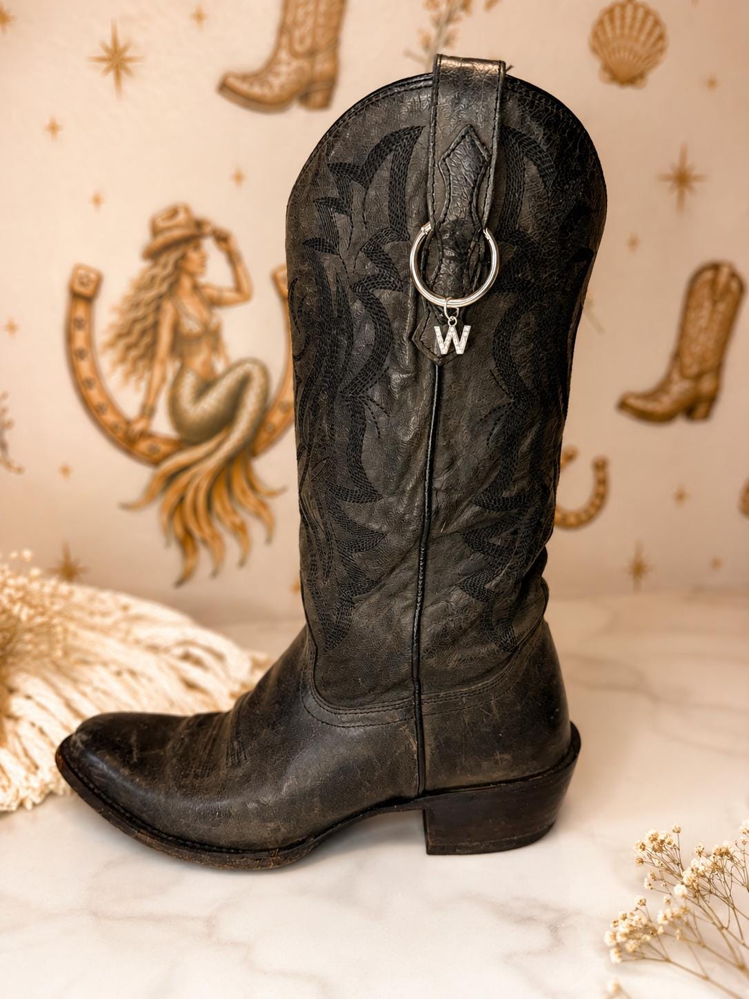 Personalized Cowboy Boot Bling Jewelry, Custom Monogram Country Charms, Western Initial Accessory, Concert Cowgirl Gift for Her