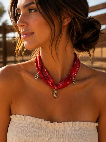 Custom Bandana Necklace, Western Charm Necklace, Build Your Own Cowgirl Jewelry, Personalized Rodeo Necklace, Country Concert Jewelry