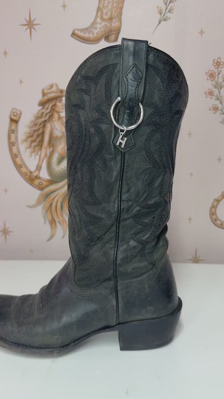 Personalized Cowboy Boot Bling Jewelry, Custom Monogram Country Charms, Western Initial Accessory, Concert Cowgirl Gift for Her